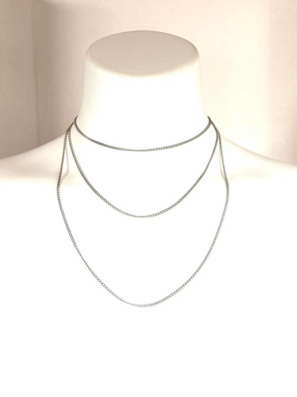 Three-Layer Silver Chain Necklace - Sleek Layered Look